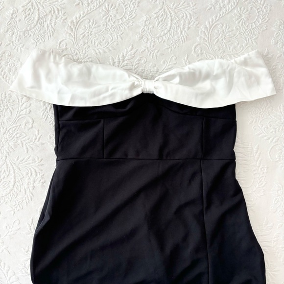 NWOT Lulus Extravagant Moment Black and White Off-the-Shoulder Mini Dress XLarge - Picture 3 of 8